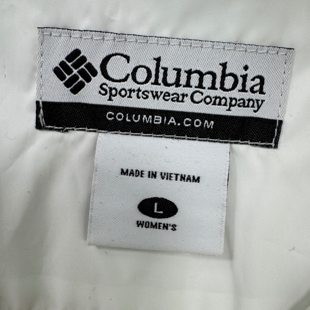 Columbia Jacket Women L White Omni-Tech Waterproof Rain Hooded Parka Shell - Picture 6 of 12